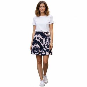 Loft Navy Blue & White Floral Skirt